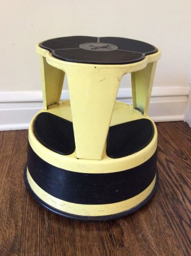 Vintage Cramer Kik Step Industrial Rolling Metal Step Stool Kitchen Yellow Color