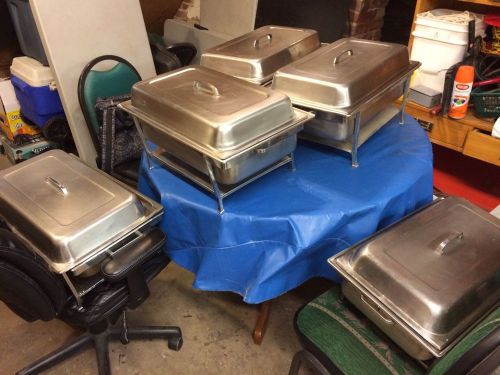 Five Stainless Steel Chafing Dishes / Bain-marie + Extras