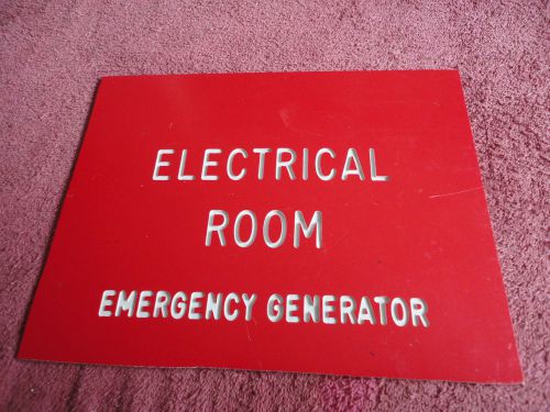 Plastic Electrical Room Emergency Generator Sign Used 11&#034; x 8 1/2&#034;