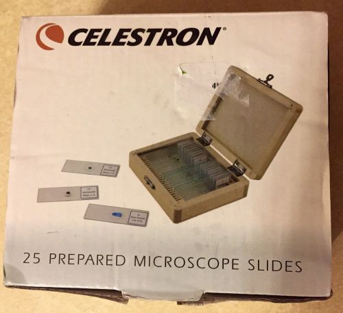 Celestron 25 Prepared Microscope Slides In Case And Box (New)