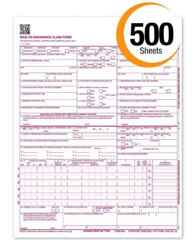 CMS 1500 Claim Forms &#034;NEW&#034; HCFA (Version 02/12) - Health Insurance Laser Cut ...