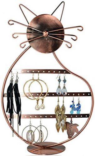 Cat Shape Copper Color Metal Wire Earring Holder Display Stand / Jewelry
