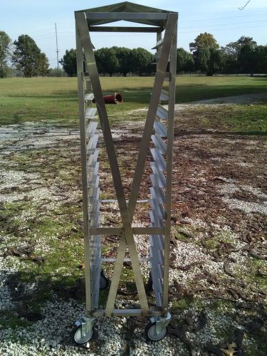 Aluminum full size restaurant sheet pan tray rack w/ wheels 17 tiers peaked roof for sale