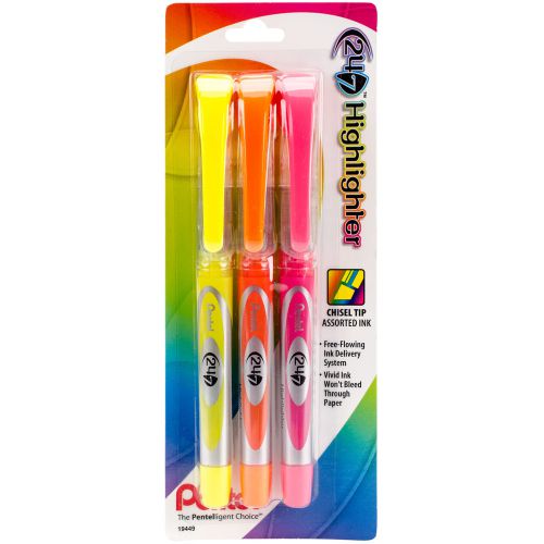 27/7 liquid chisel tip highlighter 3/pkg-orange, yellow, &amp; pink 072512194492 for sale