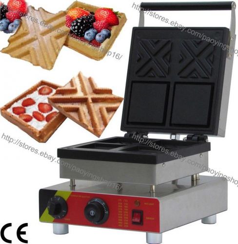 Commercial Nonstick Electric Square Stuffed Waffle Bowl Maker Iron Baker Machine