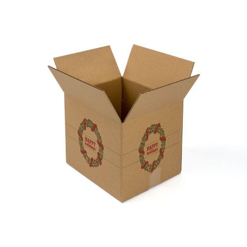 25 pc. pratt &#034;happy holidays&#034; wreath 100% recycled corrugated box 12&#034;x 10&#034;x 10&#034; for sale
