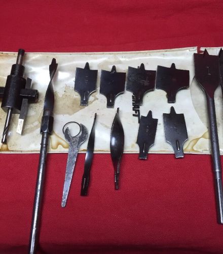 Vintage spade drill set, craftsman tool 2689131, adjustable hole boring tool for sale