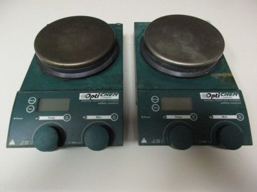 Lot of (2) Chemglass OptiCHEM Digital Hotplate Magnetic Stirrers