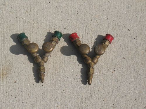 Oxy. / acetylene welding gas splitter, coupler. pair, actual shipping for sale