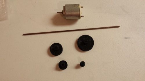 2mm plastic  pulleys, shaft &amp; motor set diy toy $5.00 for sale