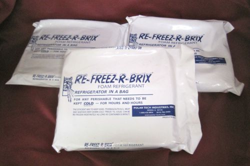 packing cold packs, Re=Freez-R-Brix foam refrigerant packs lot of 3