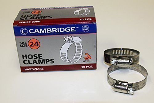 Cambridge SAE Size 24 Worm Gear Hose Clamps 10 pcs/Box. 1/2&#034; Band Size Min Di...