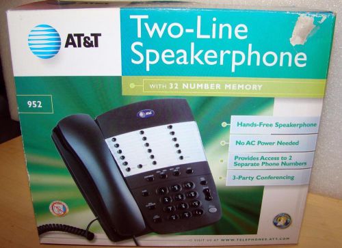 AT&amp;T Two-Line Hands Free Speakerphone 32 Number Memory 3 Party Conferencing 952