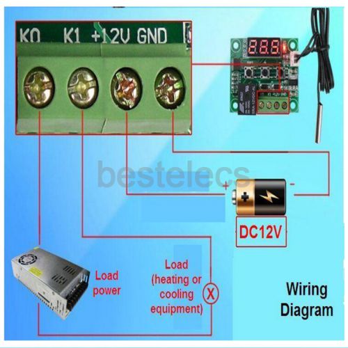 12v dc digital thermostat temperature control switch with waterproof sensor for sale