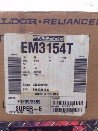 EM3154T 1 1/2 HP, 1755 RPM NEW BALDOR ELECTRIC MOTOR