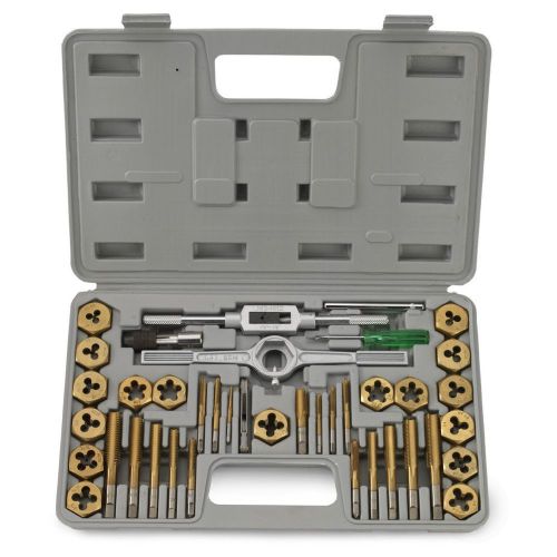 40 Pc Titanium Tap And Die Tool Set METRIC Fine Standard W/ Case