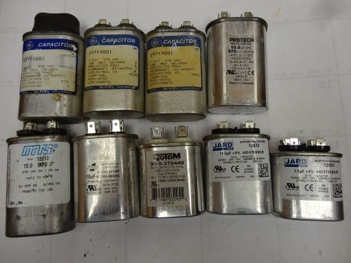Lot of 9 Misc Capacitors; various manufacturers;-----&#034;USED&#034;