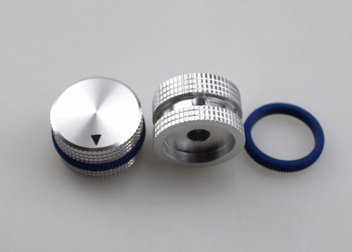 2 x Aluminum Hi-Fi Control Knob Set Screw Type 25mmDx15mmH Chrome for 6mm Shaft