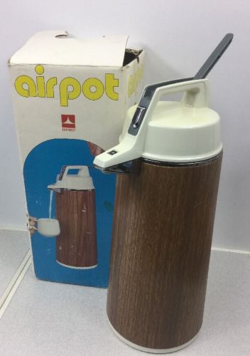 Vintage Wood Grain Everest Airpot 1.9L Hot Cold Coffee Tea Dispenser Box Japan