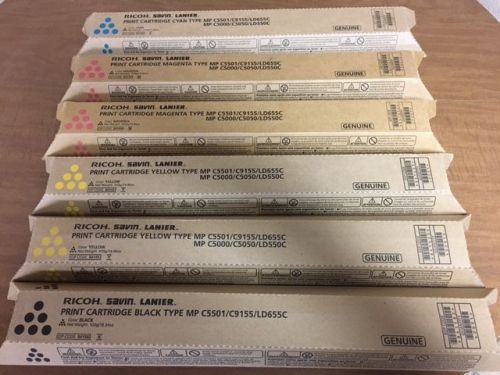 Ricoh Savin Lanier Color Copier Toner Type mp c5501  c9155  ld655c CMYK New OEM