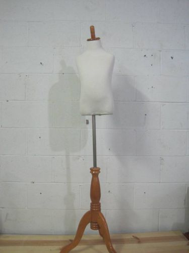 White Child Old Pinnable Mannequin Dress Form On Natural Tripod Stand 5-8 years