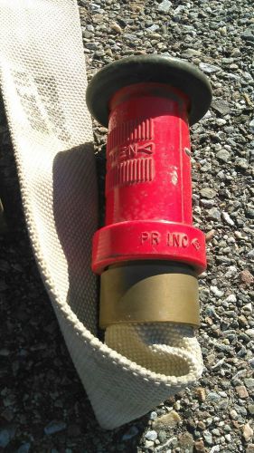 Vintage Red Head Fire Hose with Fittings and nozzle; Rolled Flat;1 1/2&#034; X 100 ft