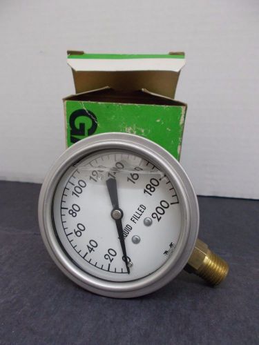 Marshall town liquid filled pressure gauge - 200 psi ... (store item #2) for sale