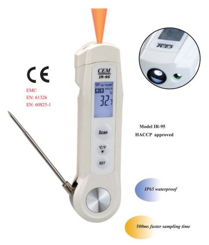 CEM IR-95 2-in-1 Professional LCD Food Safety IR and Probe Thermometer -40-446 F