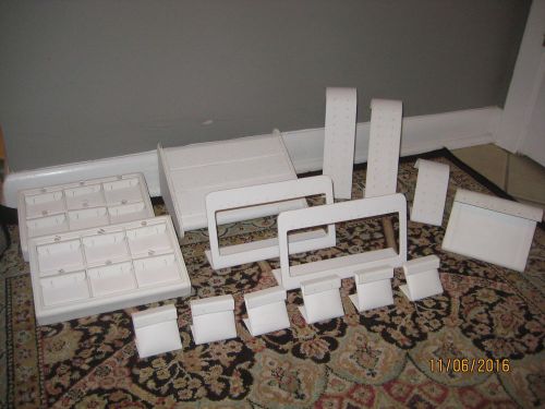 Lot 105 ~18 Piece Assort. White Faux Leather Earring Jewelry Display Components