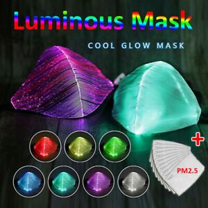 LED Light up Face Masks USB Rechargeable 7Color Glowing Luminous Mouth Covers