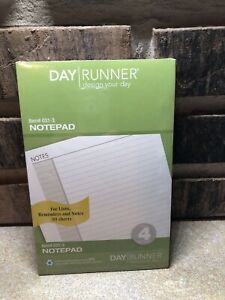 NEW SEALED DAY RUNNER Notepad REFILL Size 4 (30 Sheets) 5.5&#034; x 8.5&#034; 031-3