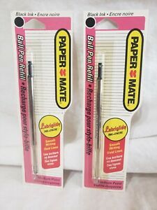 Vintage 2 Paper Mate Lubriglide Ball Pen Refill BLACK Medium Point 1994 Sealed