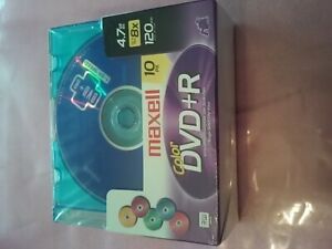 Maxell Color DVD+R 4.7GB 8X Speed 120 Min. Slim Case 10x Pack