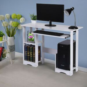Wood Modern Computer Desk PC Workstation Study Table Home Office w/ CPU Stand