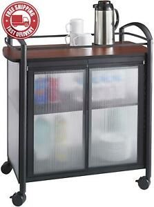 Safco Products Impromptu Refreshment Cart 8966BL, Cherry Top/Black Frame, 200 lb