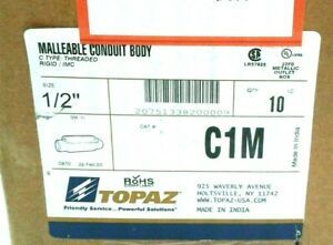 C1M Topaz 1/2&#034; Malleable Iron Threaded Rigid C Type Conduit Body (10 Pcs.)