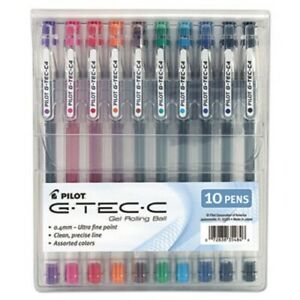 Pilot G-TEC-C Ultra Gel Ink Stick Pen, Assorted Ink, .4mm, 10/Pack (PIL35484)