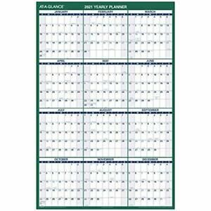 2021 Erasable Calendar Dry Erase Wall Planner by AT-A-GLANCE 48&#034; x 32&#034; Jumbo ...
