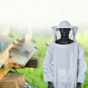 1Pcs White Anti-Bee Suit Clothing Beekeeping Protective Equipment With Hood Cap