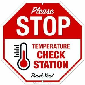 Stop Temperature Check Station Sign Social Distancing Sign 12x12 Inches Rust ...