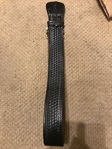 Safariland Black Leather Duty Belt Size 34 Basketweave w/ Brass Buckle