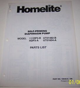 HOMELITE 4 CYCLE GAS SELF-PRIMING DIAPHRAGM PUMP 111DP3-B, HDP3-A