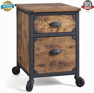 Letter Size File Cabinet Two 2 Drawer Home Rustic End Table Office Storage Wood