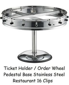 Ticket Holder / Order Wheel Pedestal Base Stainless Steel Restaurant 16 Clips