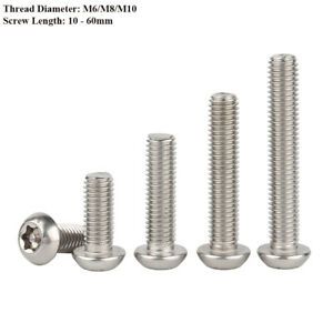 M6 M8 M10 Torx Security Button Head Screws 304 Stainless Steel Pin Tamper Bolts