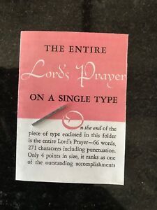 RARE AMERICAN TYPE FOUNDERS — The Entire Lord’s Prayer on single .0553 sq. type.
