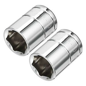 2Pcs 3/8-inch Drive 14mm Cr-V 6-Point Shallow Socket