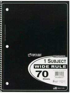 Standards - 1-Subject Spiral bound Notebook,70 Sheets, Perforated, Wide Rule