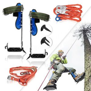 Tree/Pole Climbing Spike Set Adjustable Lanyard Carabiner Safety Belt Straps NEW