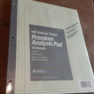 national brand premium analysis pad 5 columns 11 x 8.5 50 sheets paper 45-305